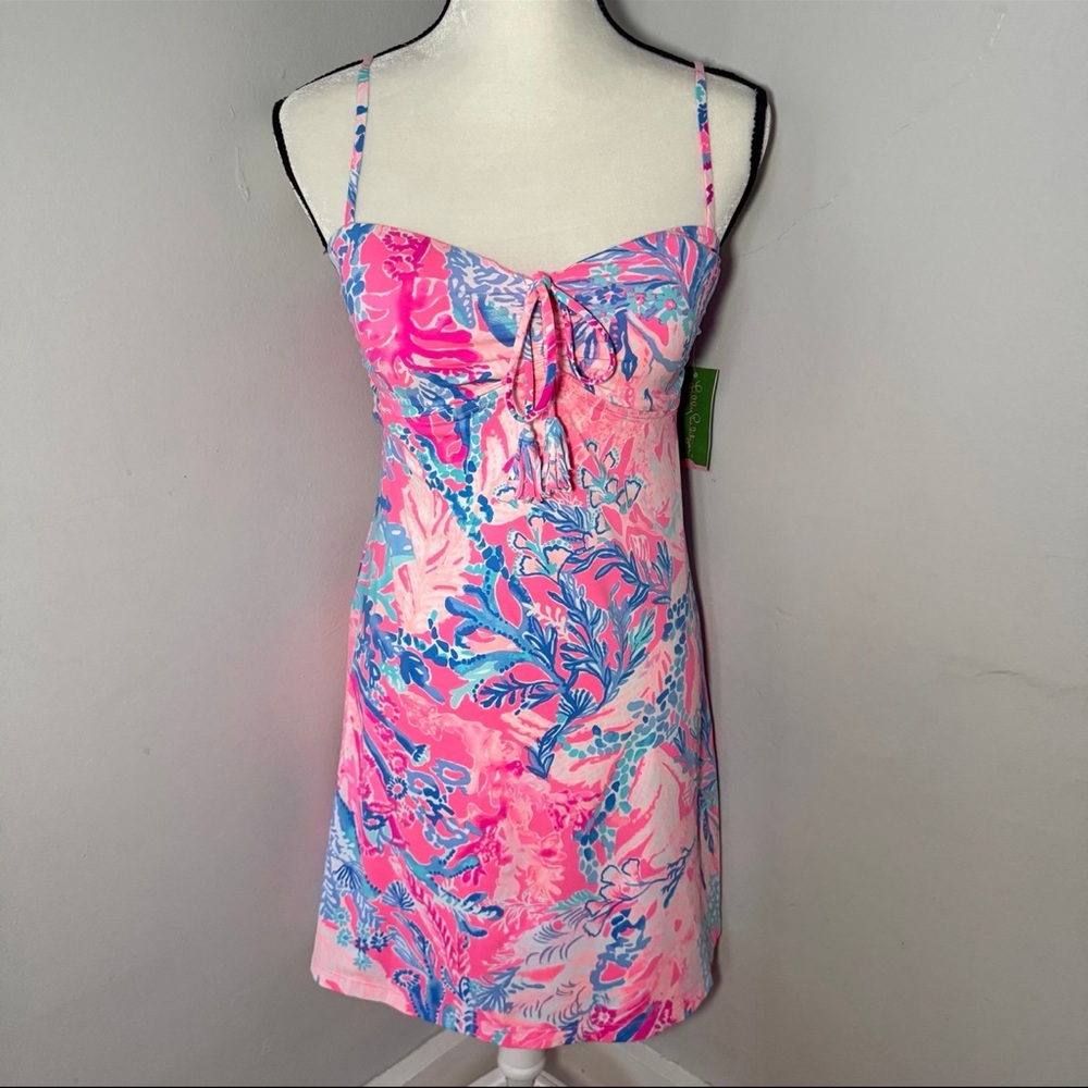 Lilly Pulitzer NWT Margarete Swim Dress Cover-up in Pink Aquadesiac Print XS